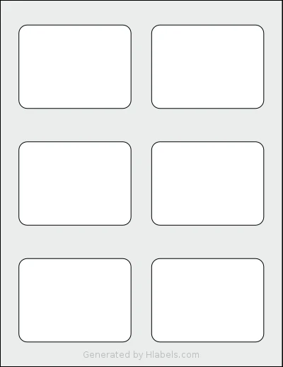 SmithCorona® S535W template with 6 rectangular 3.372 x 2.5 inch labels per sheet, on Letter-size adhesive blank label sheets.