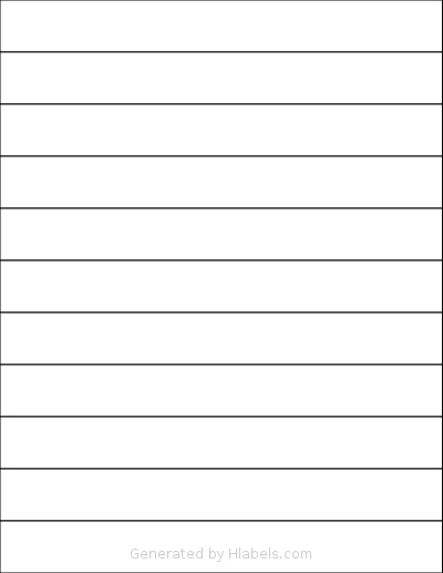 SmithCorona® S54W template with 11 rectangular 8.5 x 1 inch labels per sheet, on Letter-size adhesive blank label sheets.