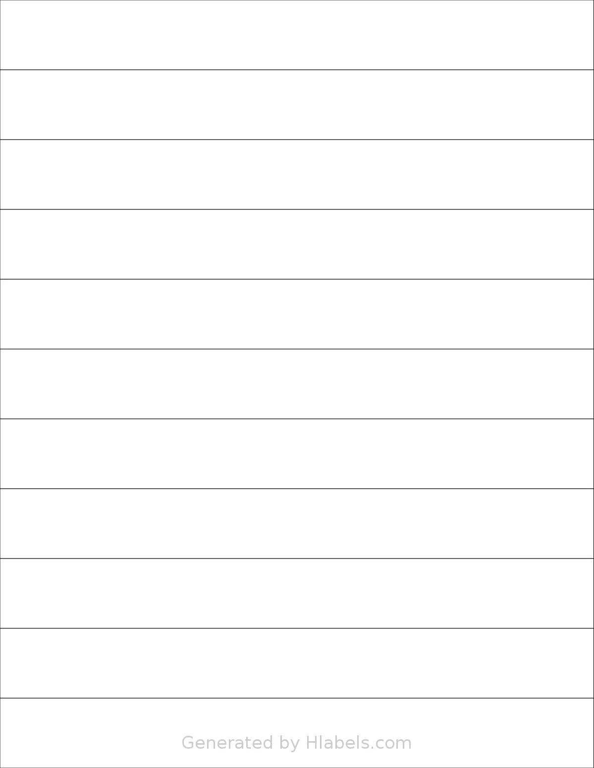 SmithCorona® S54W template with 11 rectangular 8.5 x 1 inch labels per sheet, on Letter-size adhesive blank label sheets.