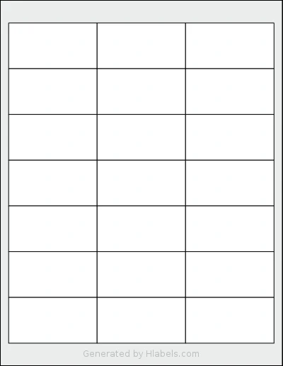SmithCorona® S565W template with 21 rectangular 2.66 x 1.375 inch labels per sheet, on Letter-size adhesive blank label sheets.