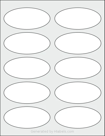 SmithCorona® S590W template with 10 oval 3.75 x 1.75 inch labels per sheet, on Letter-size adhesive blank label sheets.