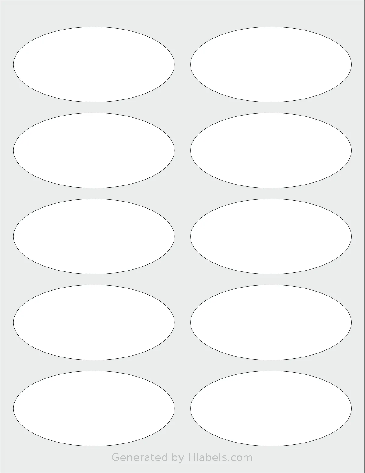 SmithCorona® S590W template with 10 oval 3.75 x 1.75 inch labels per sheet, on Letter-size adhesive blank label sheets.