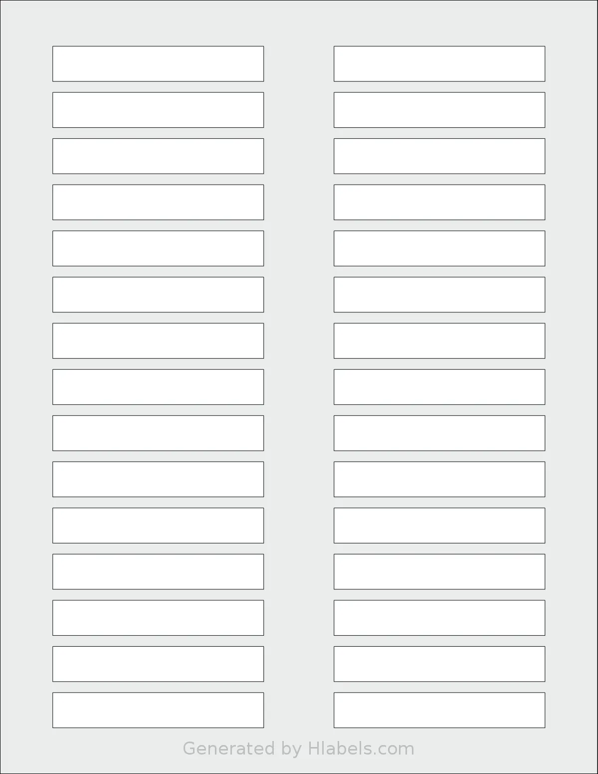 SmithCorona® S605W template with 30 rectangular 3 x 0.5 inch labels per sheet, on Letter-size adhesive blank label sheets.