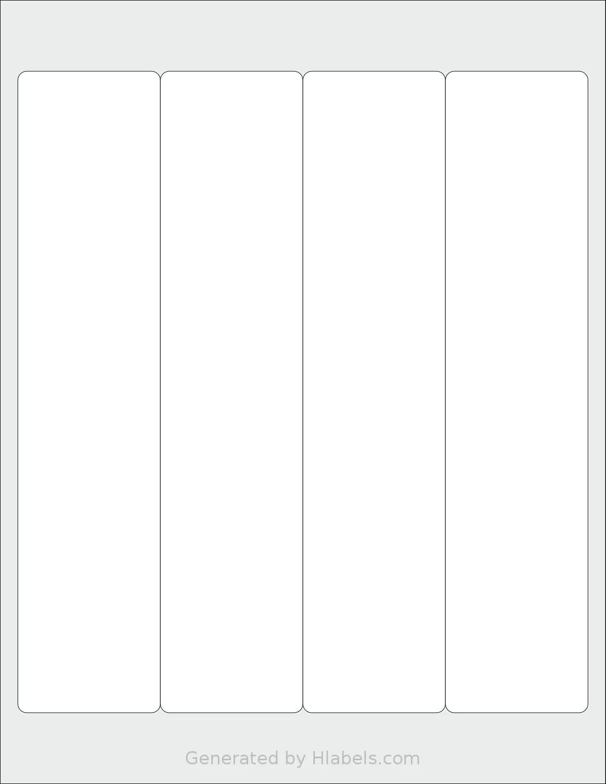 SmithCorona® S615W template with 4 rectangular 2 x 9 inch labels per sheet, on Letter-size adhesive blank label sheets.
