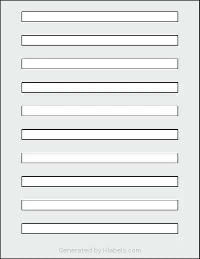 SmithCorona® S620W template with 10 rectangular 6.64 x 0.42 inch labels per sheet, on Letter-size adhesive blank label sheets.