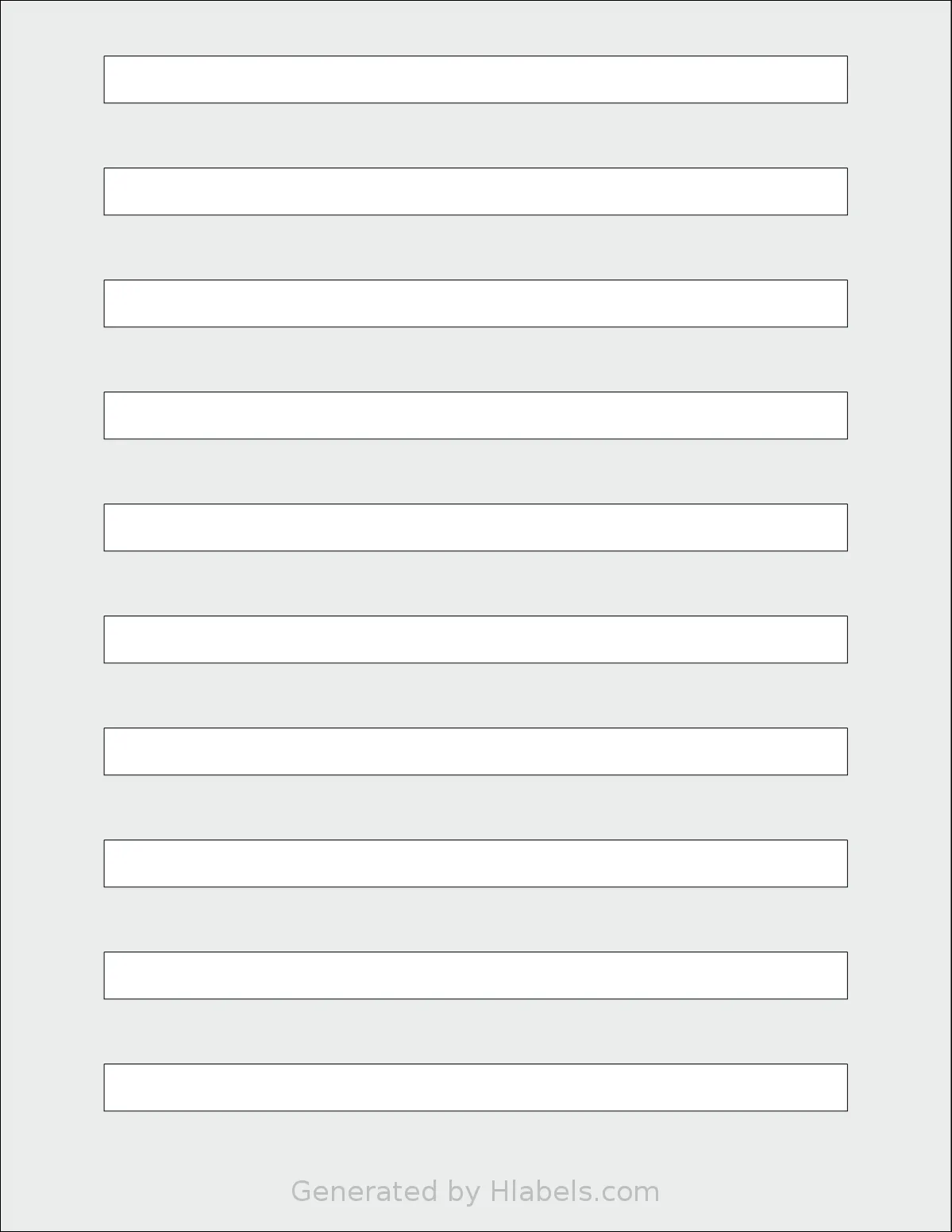 SmithCorona® S620W template with 10 rectangular 6.64 x 0.42 inch labels per sheet, on Letter-size adhesive blank label sheets.