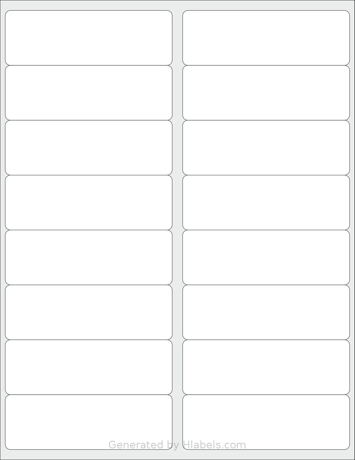 SmithCorona® S655W template with 16 rectangular 4 x 1.3125 inch labels per sheet, on Letter-size adhesive blank label sheets.