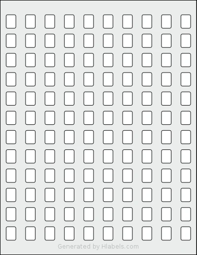 SmithCorona® S675W template with 120 rectangular 0.42 x 0.58 inch labels per sheet, on Letter-size adhesive blank label sheets.