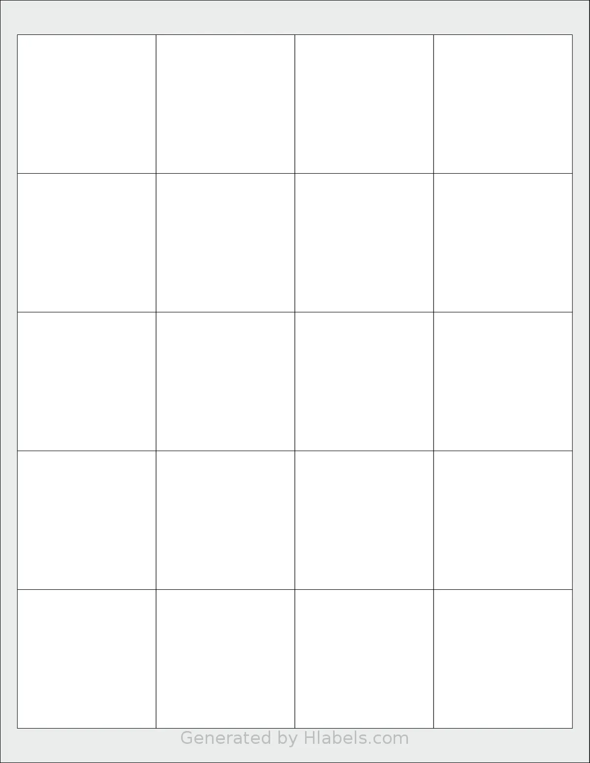 SmithCorona® S695W template with 20 square 2 x 2 inch labels per sheet, on Letter-size adhesive blank label sheets.