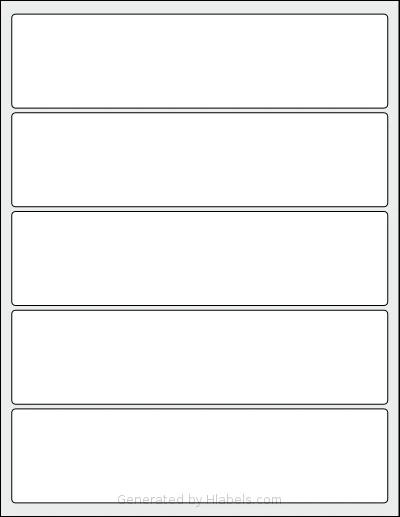 SmithCorona® S735W template with 5 rectangular 8 x 2 inch labels per sheet, on Letter-size adhesive blank label sheets.