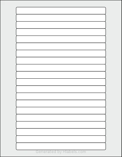 SmithCorona® S745W template with 20 rectangular 6.25 x 0.5 inch labels per sheet, on Letter-size adhesive blank label sheets.