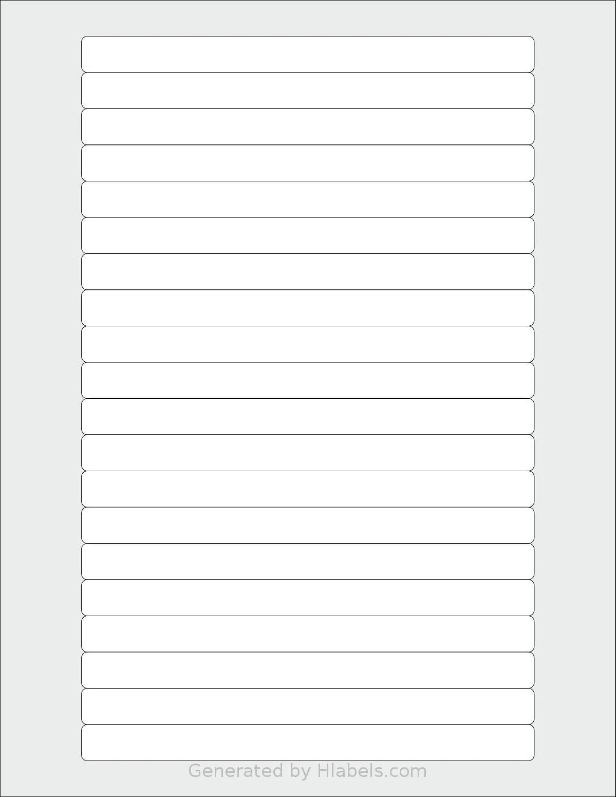SmithCorona® S745W template with 20 rectangular 6.25 x 0.5 inch labels per sheet, on Letter-size adhesive blank label sheets.