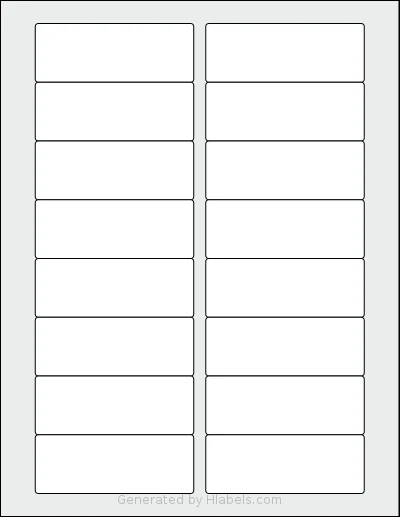 SmithCorona® S775W template with 16 rectangular 3.372 x 1.25 inch labels per sheet, on Letter-size adhesive blank label sheets.