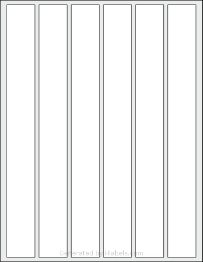 SmithCorona® S82W template with 6 rectangular 1.18 x 10.6 inch labels per sheet, on Letter-size adhesive blank label sheets.