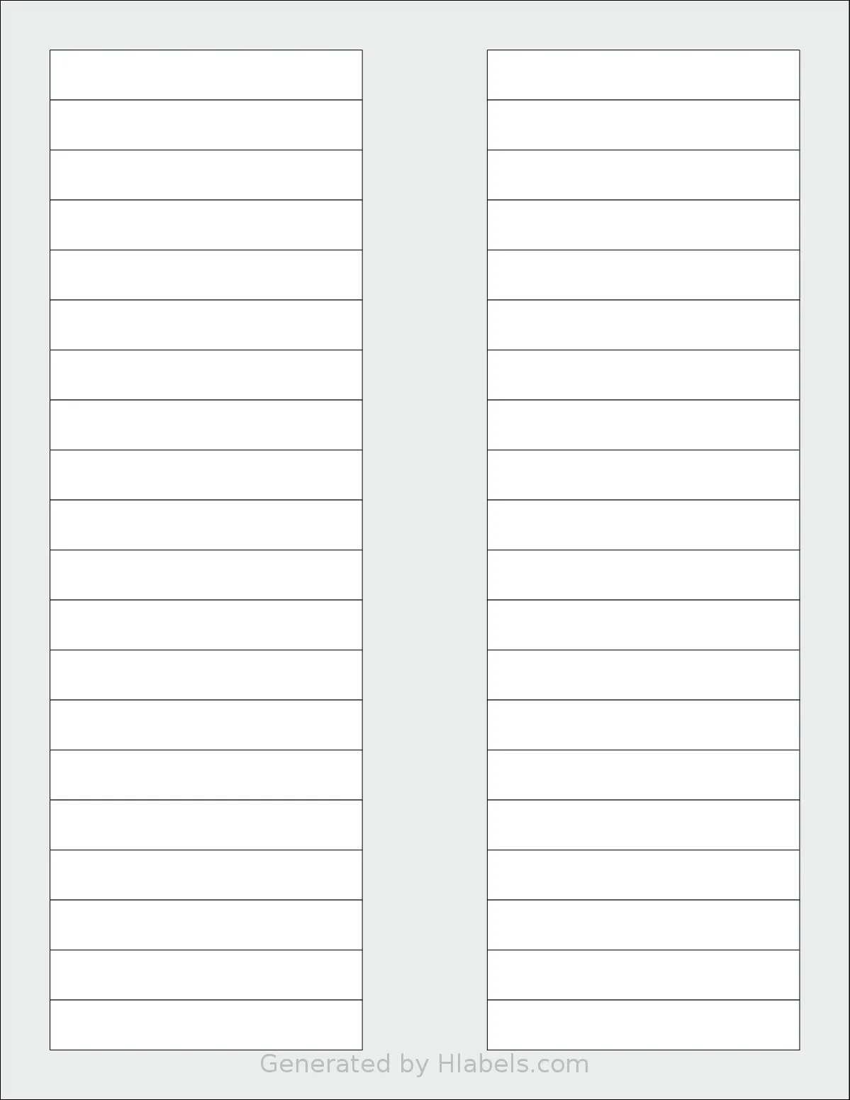 SmithCorona® S832W template with 40 rectangular 3.125 x 0.5 inch labels per sheet, on Letter-size adhesive blank label sheets.