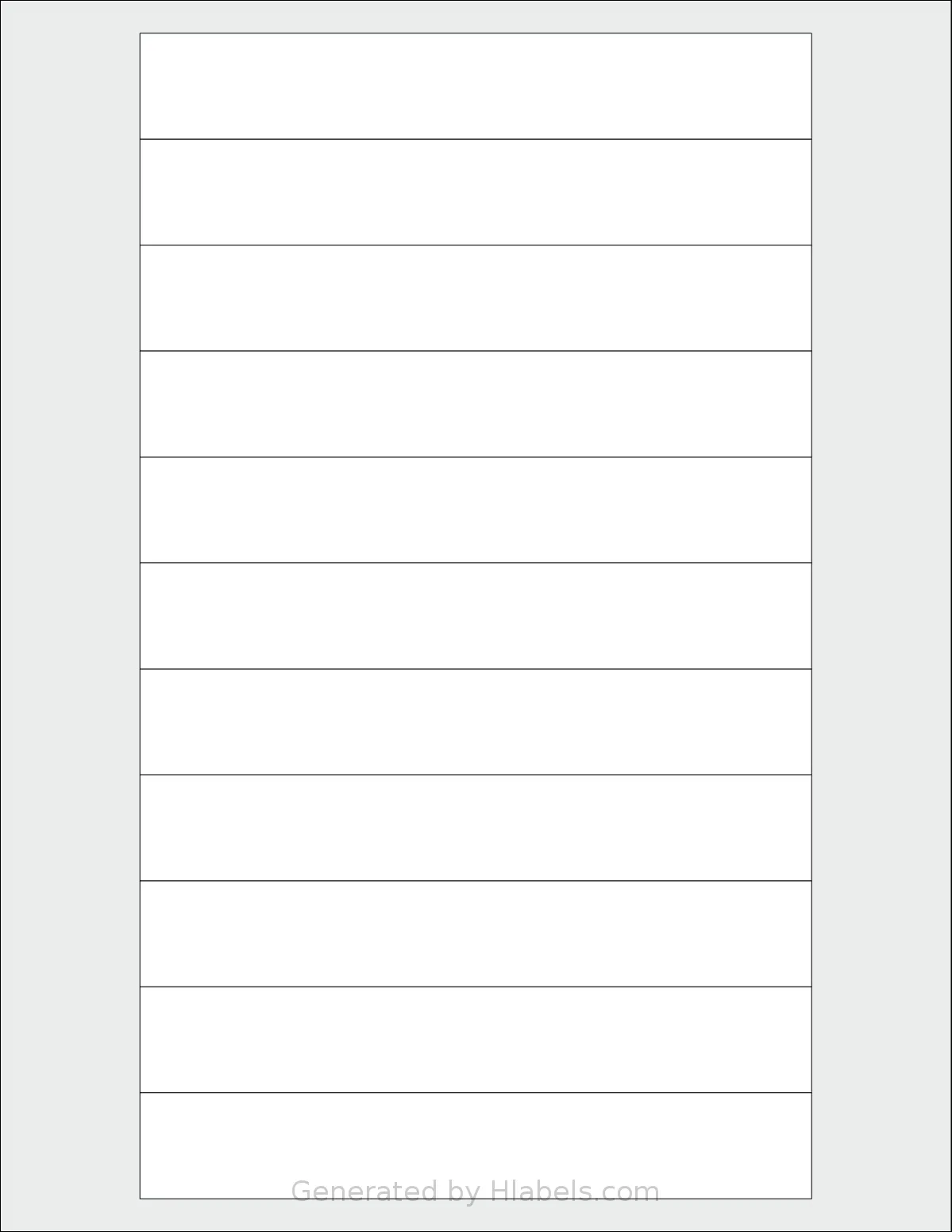 SmithCorona® S840W template with 11 rectangular 6 x 0.946 inch labels per sheet, on Letter-size adhesive blank label sheets.