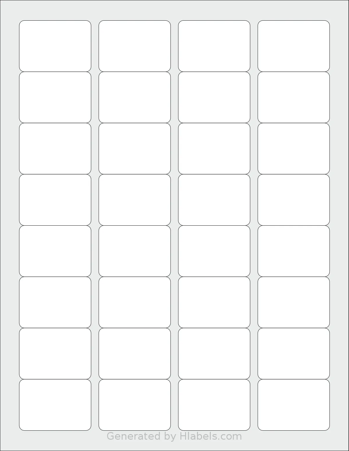 SmithCorona® S843W template with 32 rectangular 1.75 x 1.25 inch labels per sheet, on Letter-size adhesive blank label sheets.