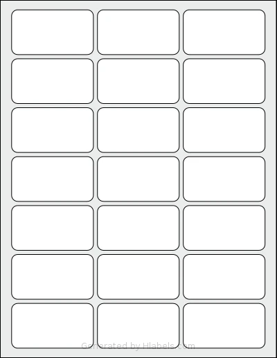 SmithCorona® S853W template with 21 rectangular 2.512 x 1.375 inch labels per sheet, on Letter-size adhesive blank label sheets.