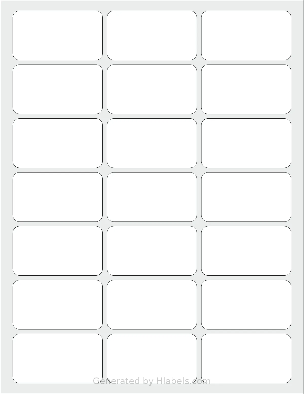 SmithCorona® S853W template with 21 rectangular 2.512 x 1.375 inch labels per sheet, on Letter-size adhesive blank label sheets.