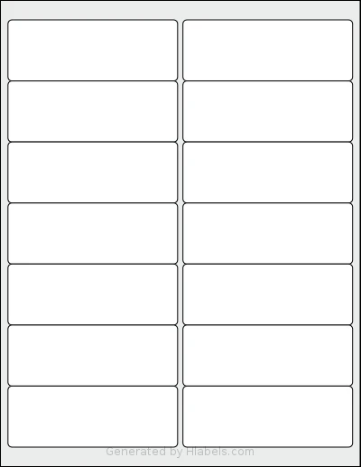 SmithCorona® S85W template with 14 rectangular 4 x 1.4375 inch labels per sheet, on Letter-size adhesive blank label sheets.