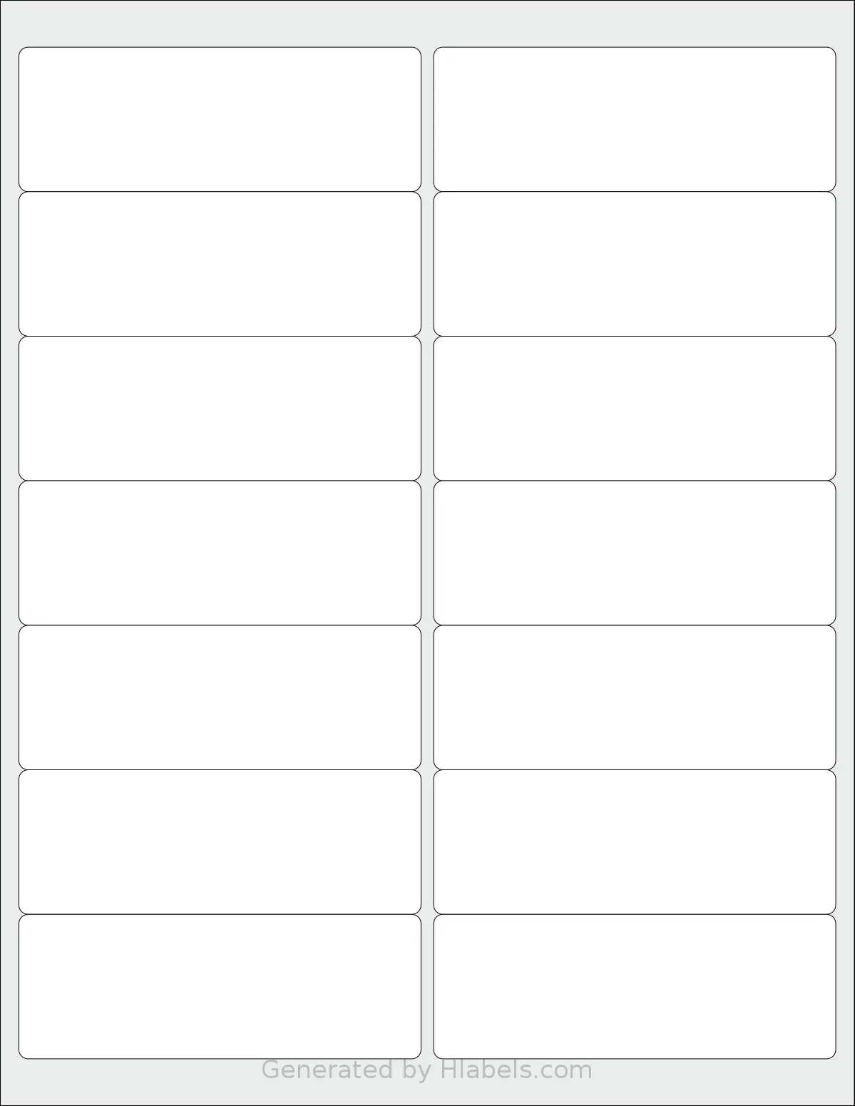 SmithCorona® S85W template with 14 rectangular 4 x 1.4375 inch labels per sheet, on Letter-size adhesive blank label sheets.