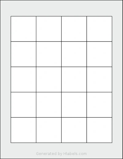 SmithCorona® S860W template with 20 square 1.75 x 1.75 inch labels per sheet, on Letter-size adhesive blank label sheets.