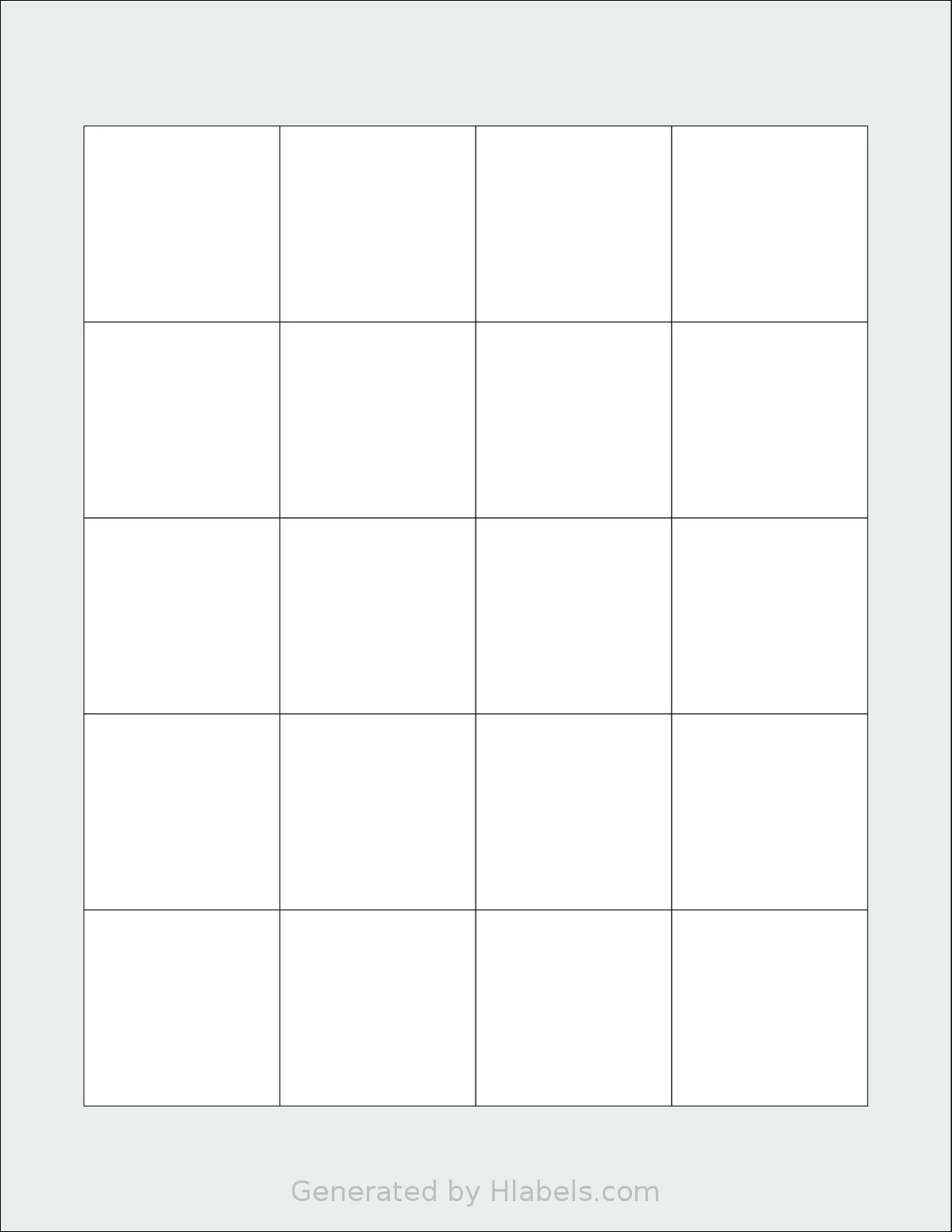 SmithCorona® S860W template with 20 square 1.75 x 1.75 inch labels per sheet, on Letter-size adhesive blank label sheets.