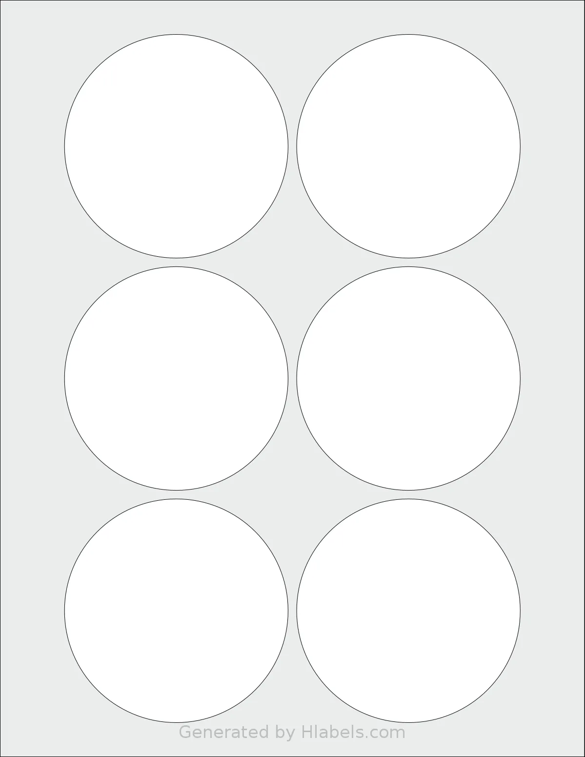SmithCorona® S862W template with 6 circle labels per sheet, each 3.25 inch in diameter, on Letter-size adhesive blank label sheets.