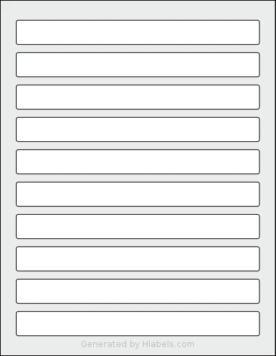 SmithCorona® S864W template with 10 rectangular 7.5 x 0.75 inch labels per sheet, on Letter-size adhesive blank label sheets.