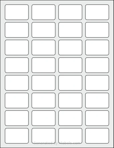 SmithCorona® S865W template with 32 rectangular 1.75 x 1.125 inch labels per sheet, on Letter-size adhesive blank label sheets.