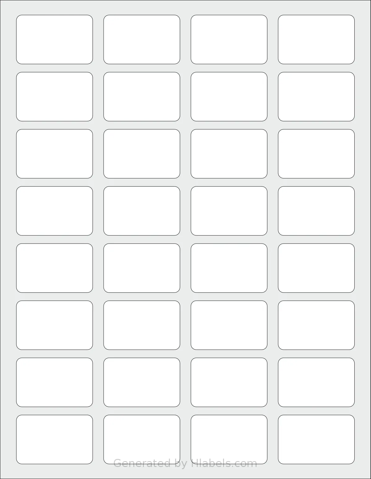 SmithCorona® S865W template with 32 rectangular 1.75 x 1.125 inch labels per sheet, on Letter-size adhesive blank label sheets.
