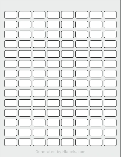 SmithCorona® S866W template with 112 rectangular 0.875 x 0.5 inch labels per sheet, on Letter-size adhesive blank label sheets.
