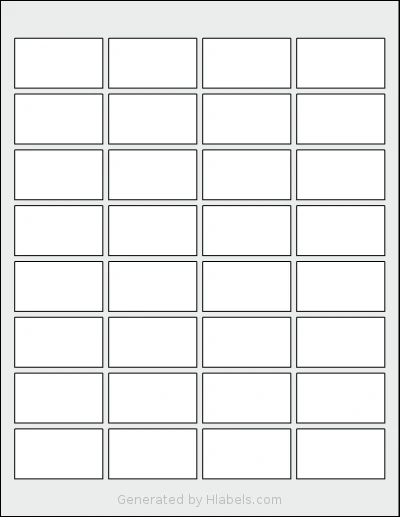 SmithCorona® S868W template with 32 rectangular 1.875 x 1.0625 inch labels per sheet, on Letter-size adhesive blank label sheets.