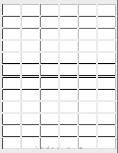 SmithCorona® S869W template with 72 rectangular 1.25 x 0.75 inch labels per sheet, on Letter-size adhesive blank label sheets.