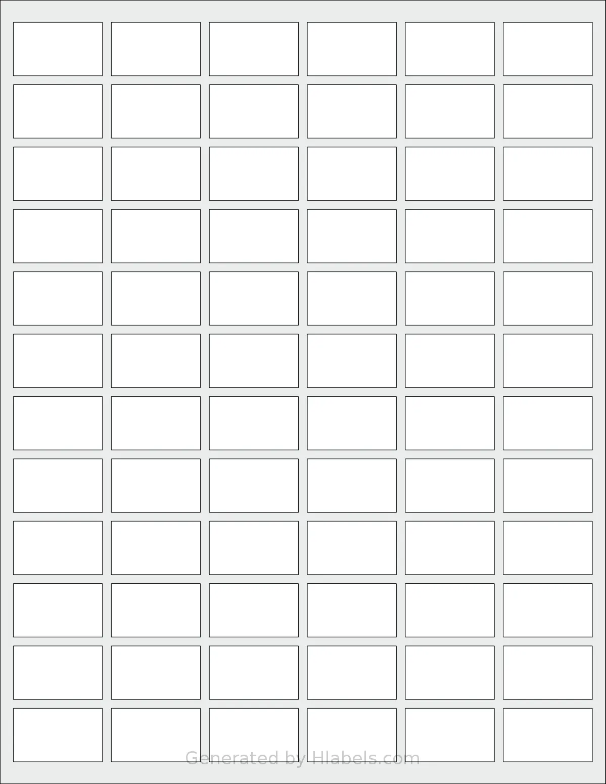 SmithCorona® S869W template with 72 rectangular 1.25 x 0.75 inch labels per sheet, on Letter-size adhesive blank label sheets.