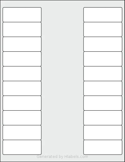SmithCorona® S874W template with 20 rectangular 2.625 x 1 inch labels per sheet, on Letter-size adhesive blank label sheets.
