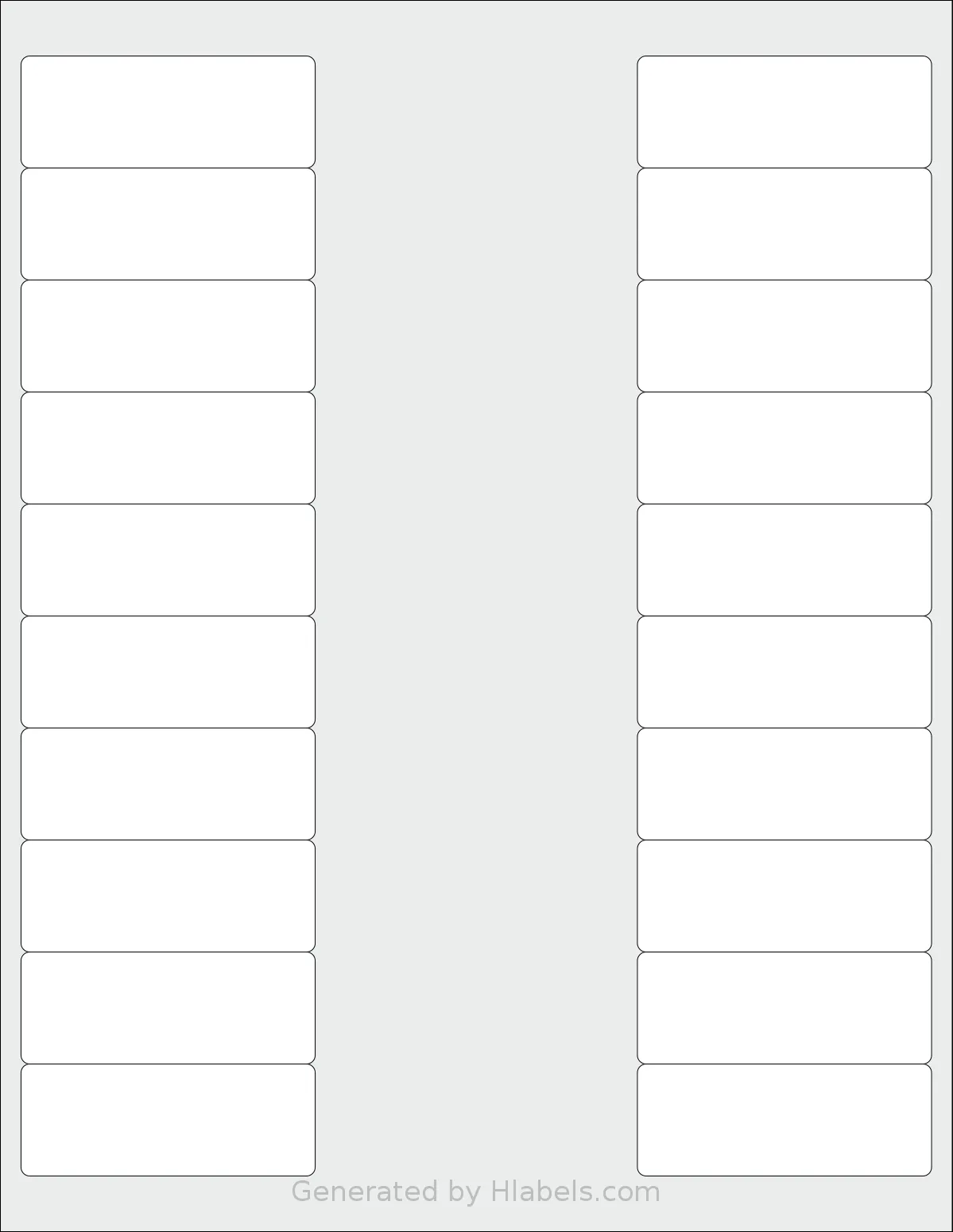 SmithCorona® S874W template with 20 rectangular 2.625 x 1 inch labels per sheet, on Letter-size adhesive blank label sheets.