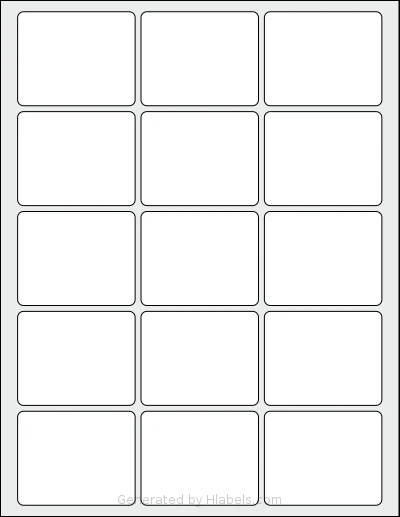SmithCorona® S87W template with 15 rectangular 2.5 x 2 inch labels per sheet, on Letter-size adhesive blank label sheets.