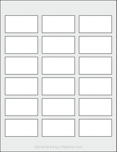 SmithCorona® S884W template with 18 rectangular 2.375 x 1.25 inch labels per sheet, on Letter-size adhesive blank label sheets.