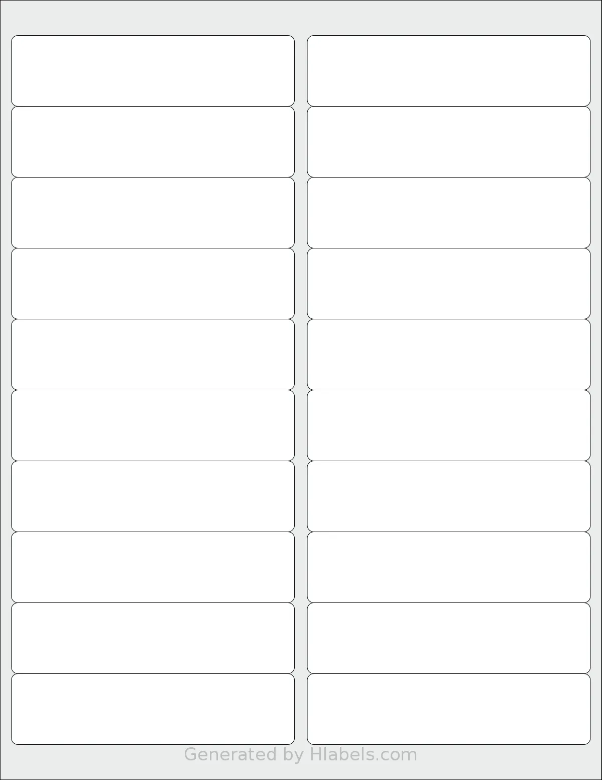 SmithCorona® S91W template with 20 rectangular 4 x 1 inch labels per sheet, on Letter-size adhesive blank label sheets.