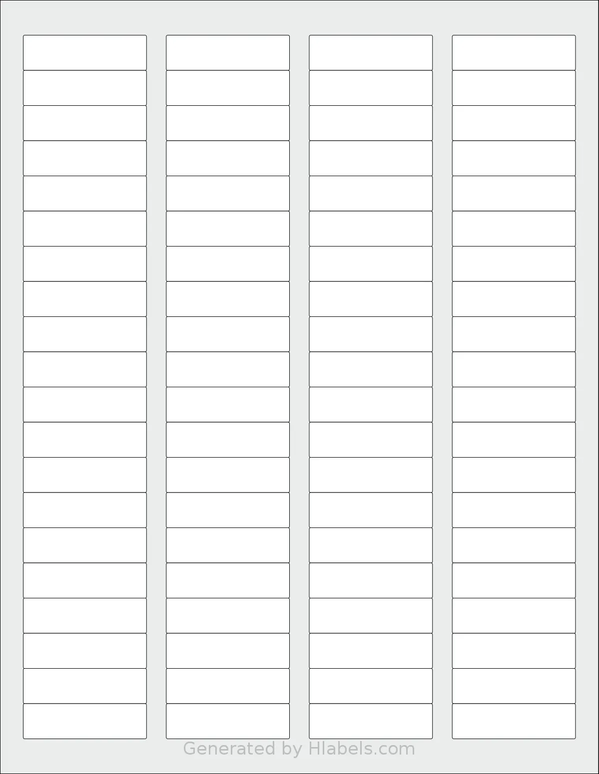 SpartanIndustrial® R002 template with 80 rectangular 1.75 x 0.5 inch labels per sheet, on Letter-size adhesive blank label sheets.