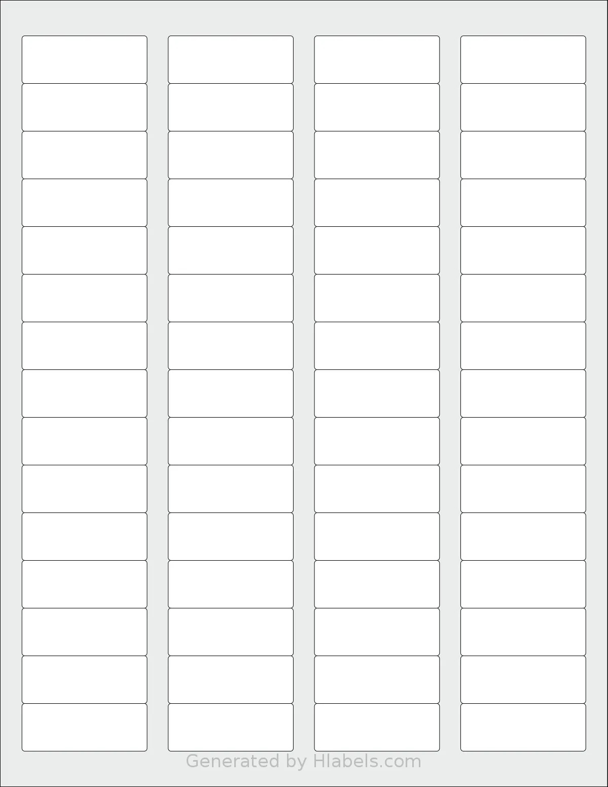 SpartanIndustrial® R003 template with 60 rectangular 1.75 x 0.6666 inch labels per sheet, on Letter-size adhesive blank label sheets.