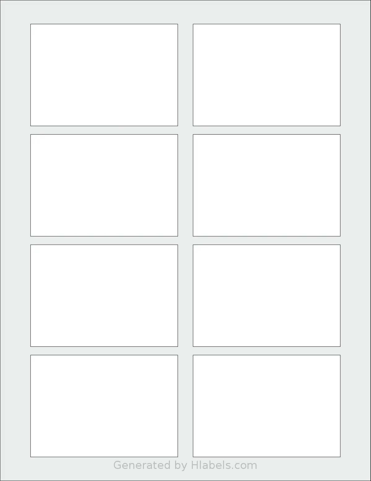 SpartanIndustrial® R013 template with 8 rectangular 3.375 x 2.33 inch labels per sheet, on Letter-size adhesive blank label sheets.