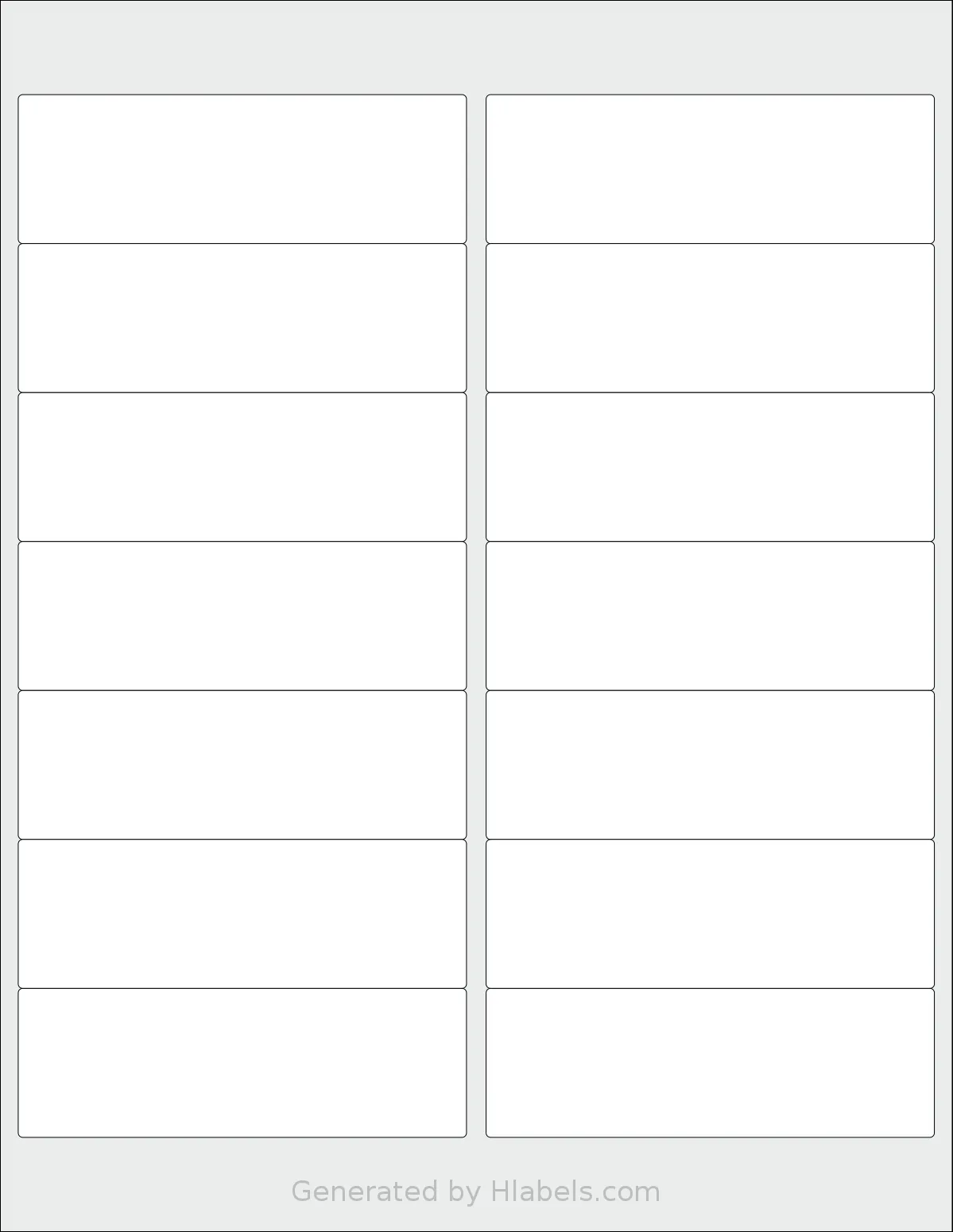 SpartanIndustrial® R018 template with 14 rectangular 4 x 1.33 inch labels per sheet, on Letter-size adhesive blank label sheets.