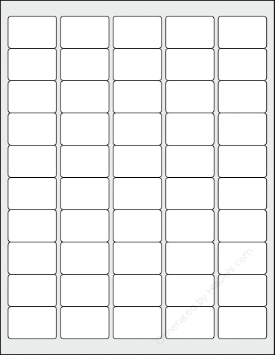 SpartanIndustrial® R01F01A template with 50 rectangular 1.5 x 1 inch labels per sheet, on Letter-size adhesive blank label sheets.