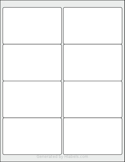 SpartanIndustrial® R020 template with 8 rectangular 4 x 2.5 inch labels per sheet, on Letter-size adhesive blank label sheets.