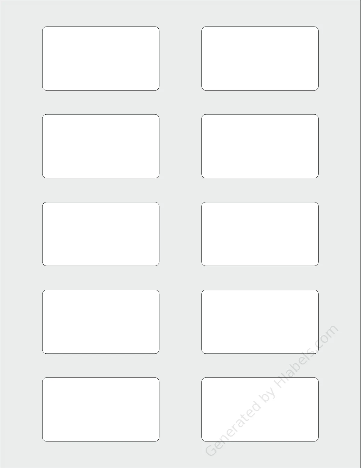 SpartanIndustrial® R029 template with 10 rectangular 2.75 x 1.5 inch labels per sheet, on Letter-size adhesive blank label sheets.