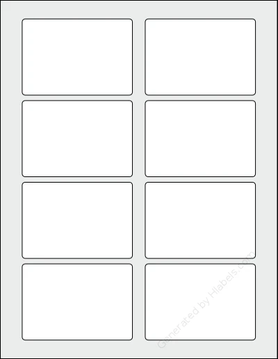 SpartanIndustrial® R02F03F template with 8 rectangular 3.375 x 2.333 inch labels per sheet, on Letter-size adhesive blank label sheets.