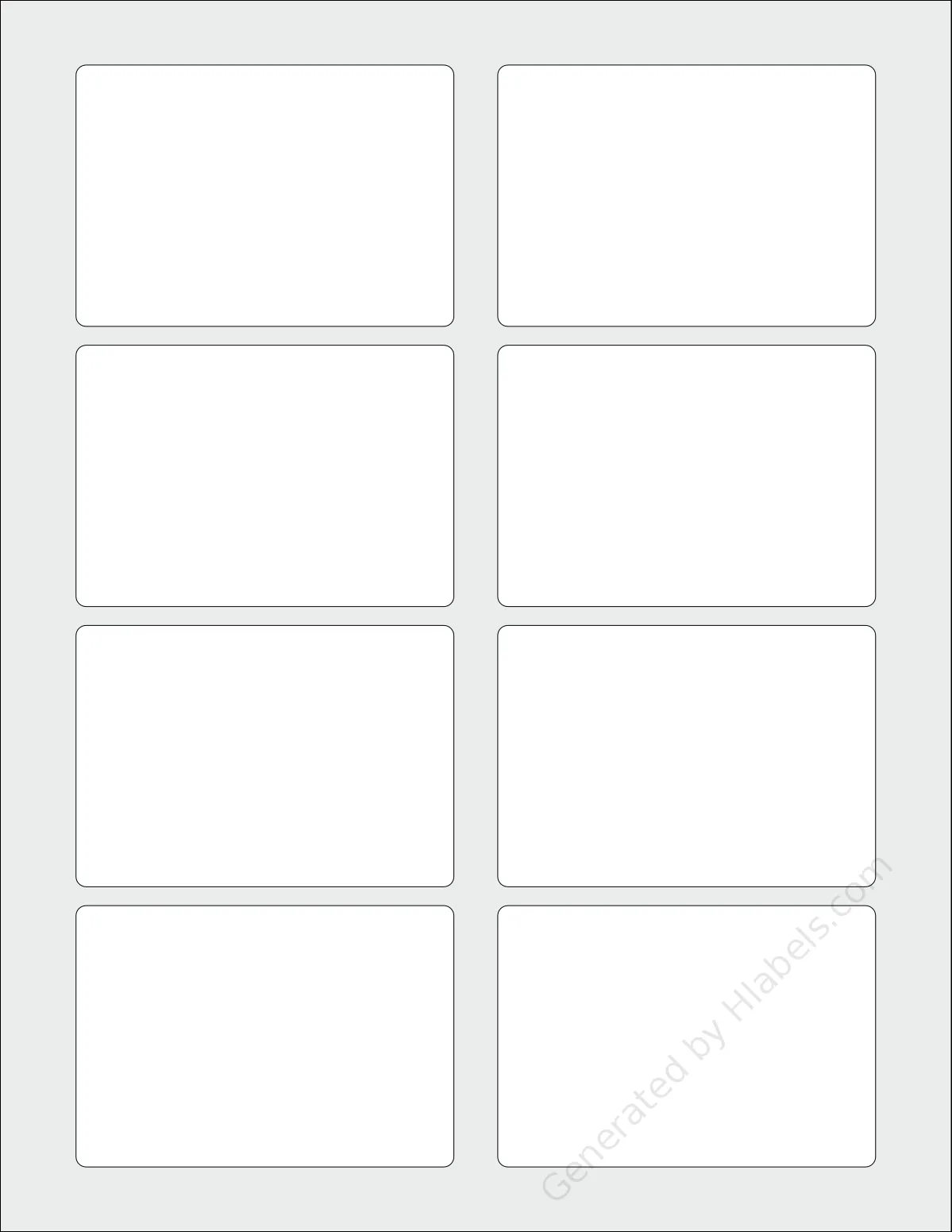 SpartanIndustrial® R02F03F template with 8 rectangular 3.375 x 2.333 inch labels per sheet, on Letter-size adhesive blank label sheets.