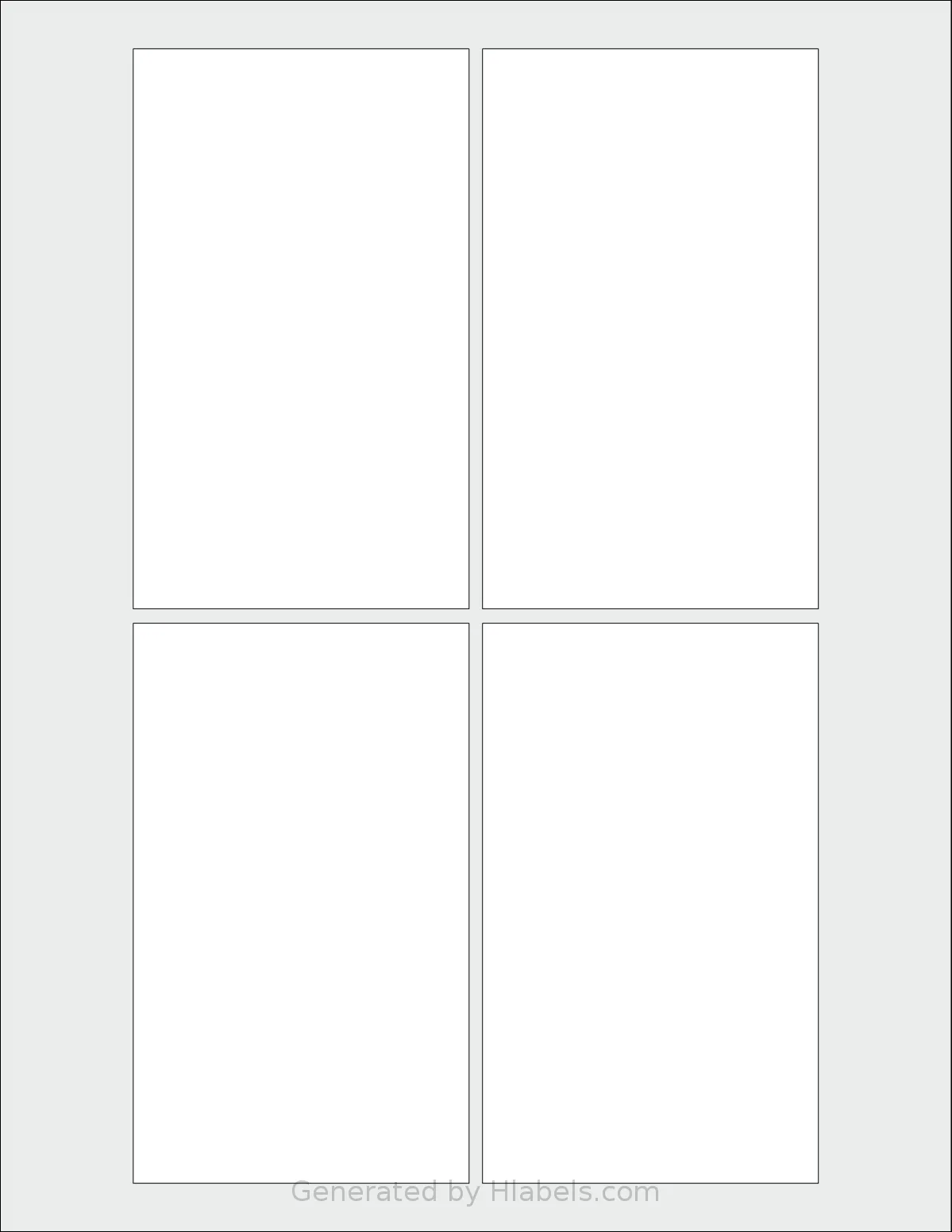 SpartanIndustrial® R031 template with 4 rectangular 3 x 5 inch labels per sheet, on Letter-size adhesive blank label sheets.